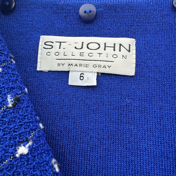 St. John collection Blue Tweed zipper Jacket coat w/ gold buttons sz 6 - Picture 4 of 6